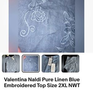 New Valentina Naldi linen embroidered top 2 XL